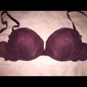 Burgundy maroon super push-up bra